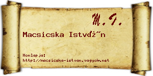 Macsicska István névjegykártya